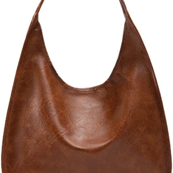 Hobo Purse, PU Leather Shoulder Bag, Tote Handbag for Work and Travel - Picture 1 of 9